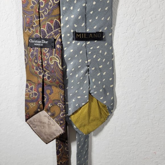 Lot of 2 ties Christian Dior Monsieur and Milano Paisley - Picture 5 of 9